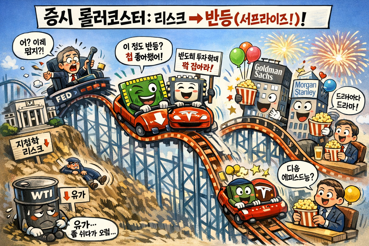 신문 기사 주고 풍자가 들어간 만평 만들기