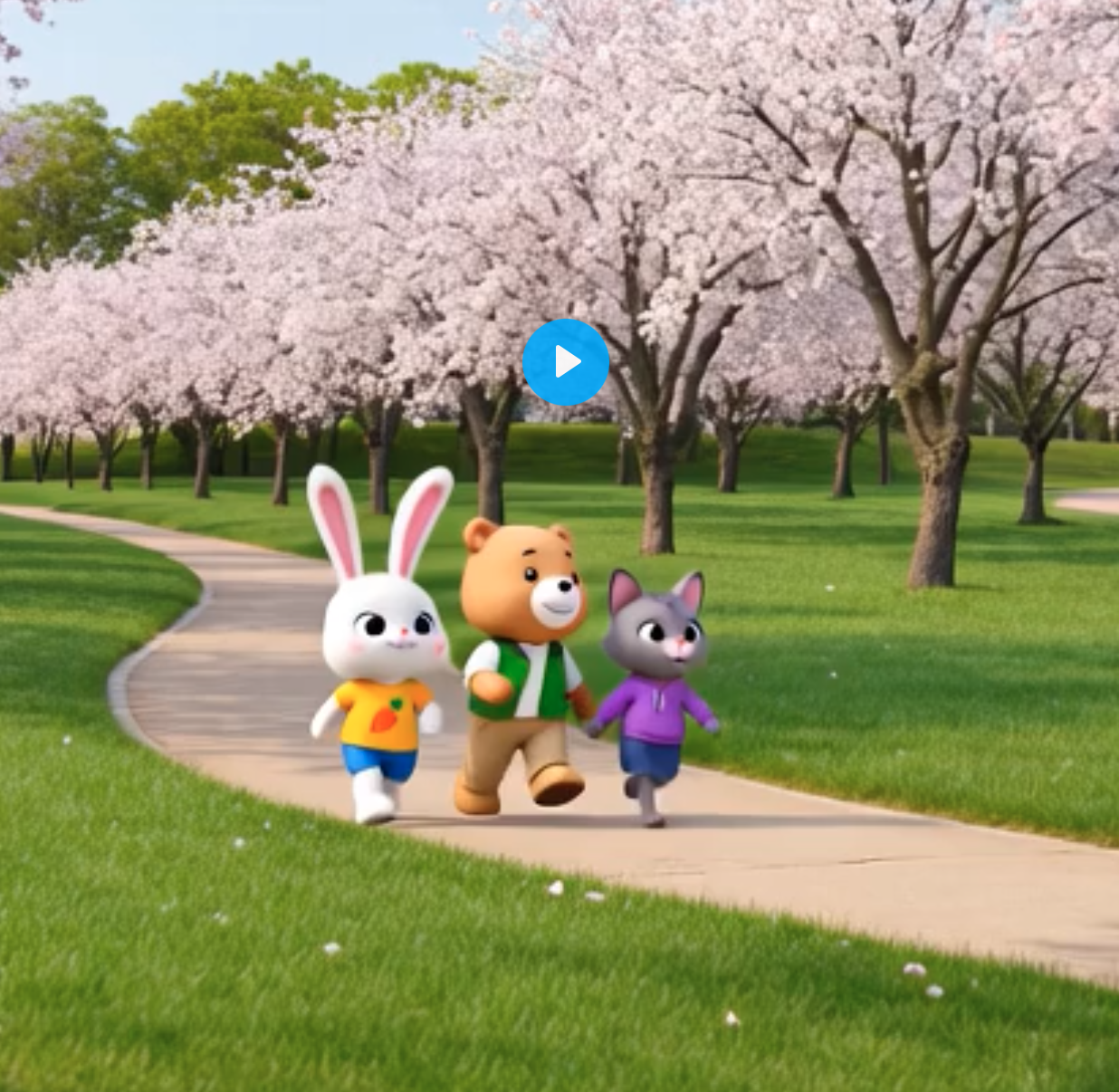 벚꽃 구경을 하는 캐릭터들