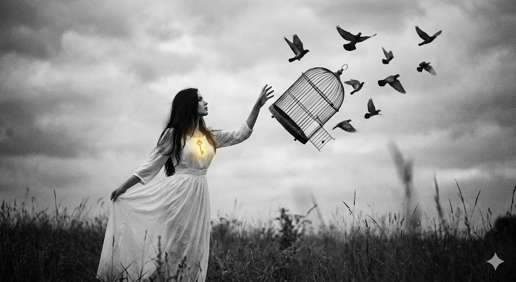 어두운 분위기의 여자