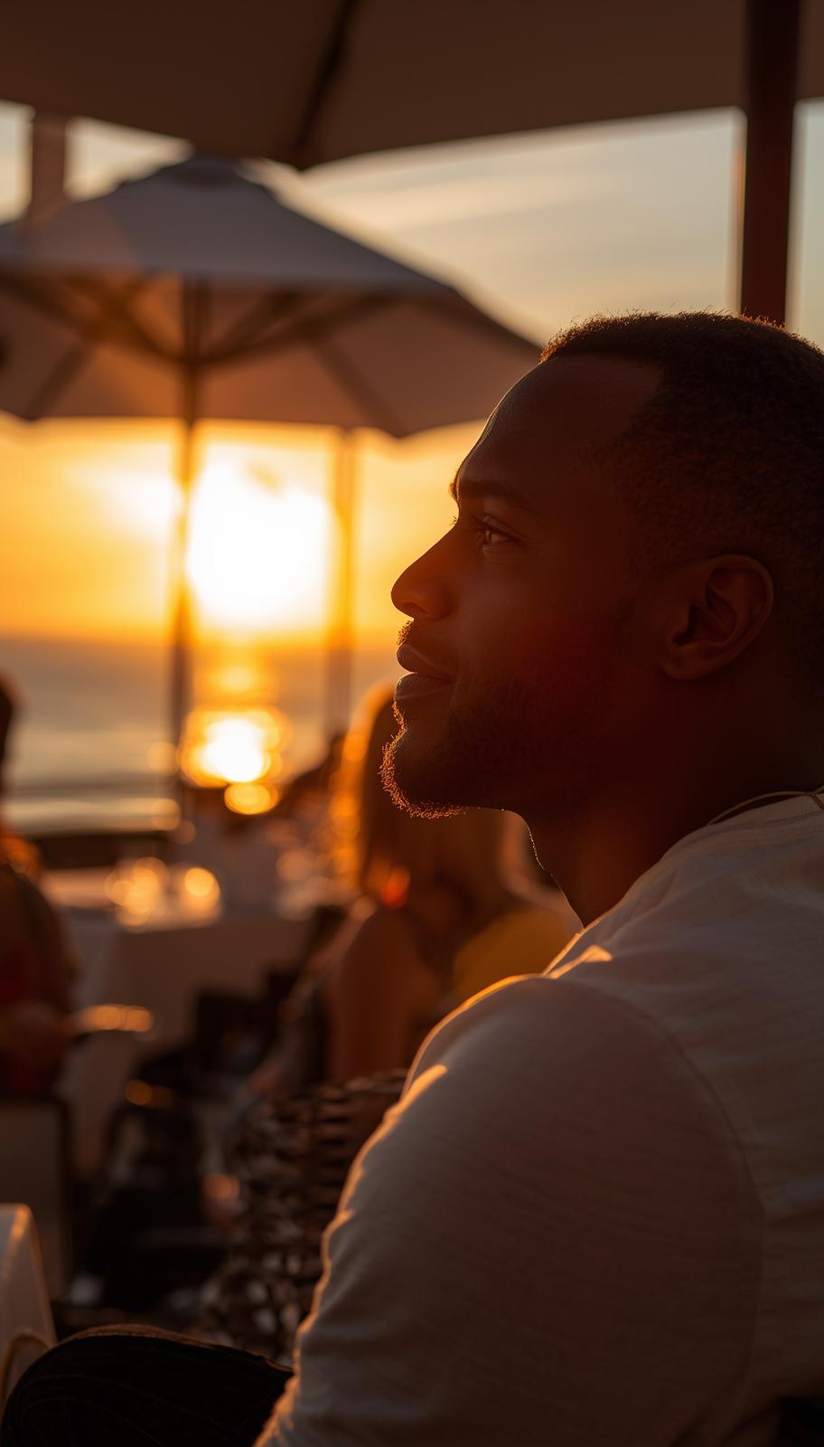 석양 속 흑인남자